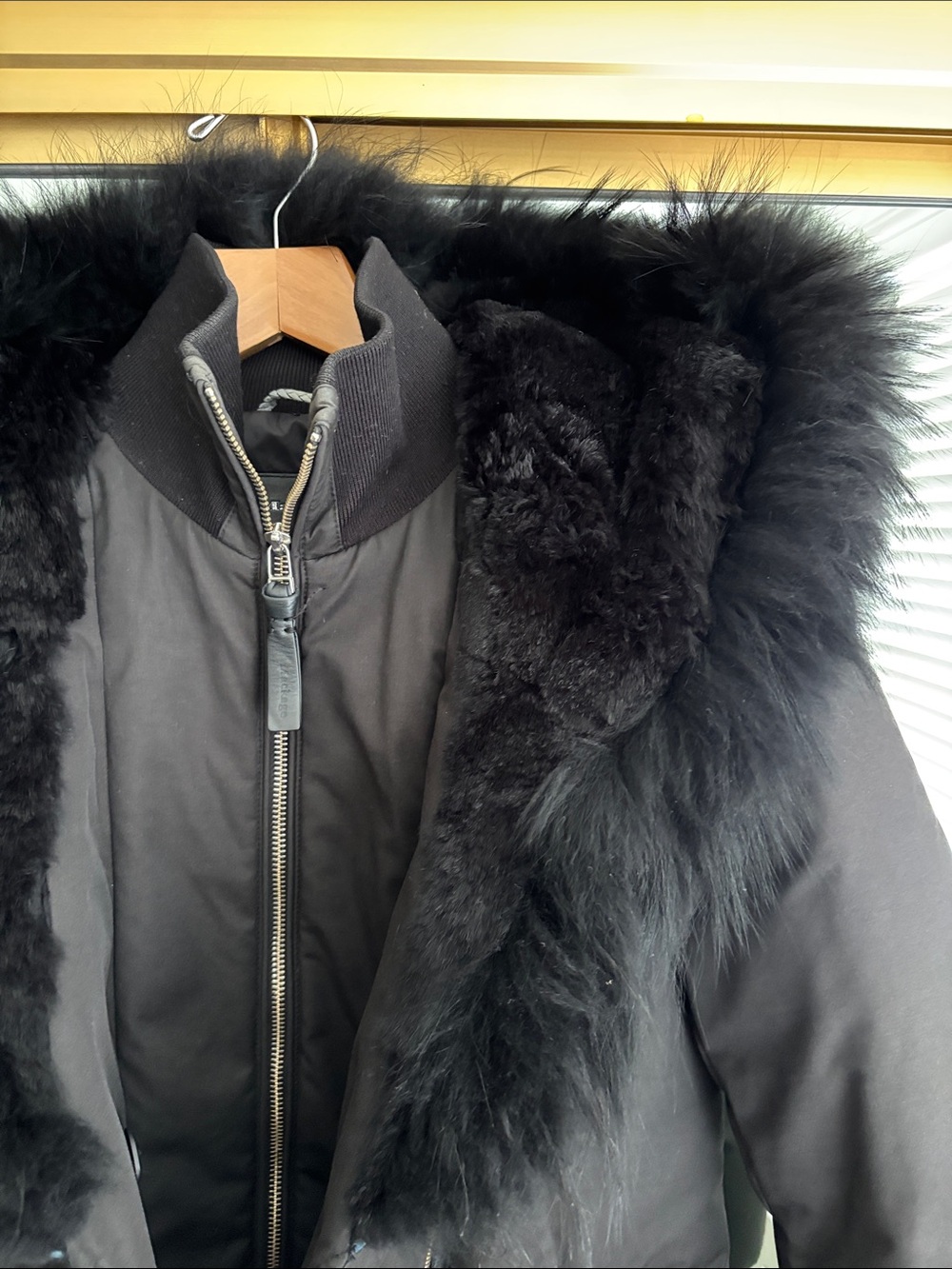 Mackage Black Puffer Jacket with Fur Trim and Hood - Picture 8 of 13